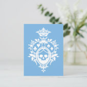 Blaues Wappen mit Skull und Cardsuits Postkarte (Stehend Vorderseite)