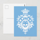 Blaues Wappen mit Skull und Cardsuits Postkarte (Vorne/Hinten)