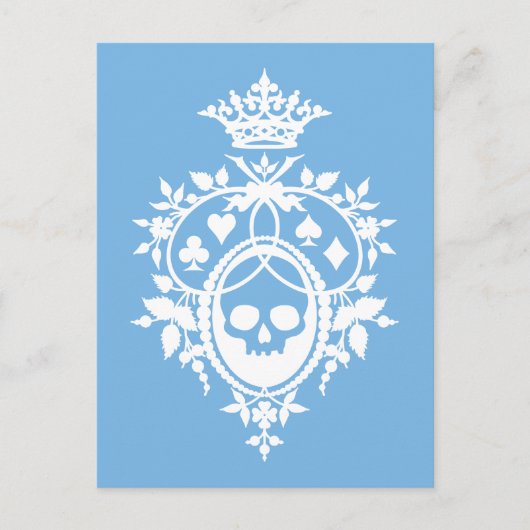 Blaues Wappen mit Skull und Cardsuits Postkarte (Vorderseite)