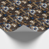 Blaues Warrior Purim Wrapping Paper Geschenkpapier (Ecke)