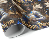 Blaues Warrior Purim Wrapping Paper Geschenkpapier (Rolleneckpunkt)