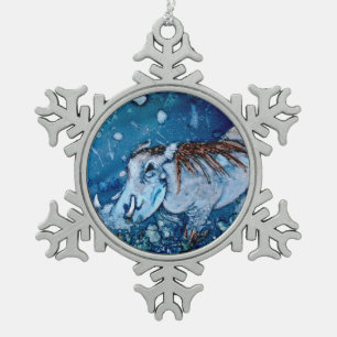 Blaues Warthog Schneeflocken Zinn-Ornament
