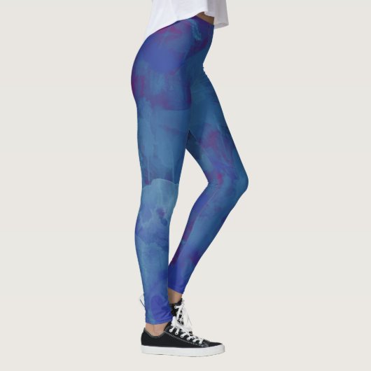 Blaues Wasser, abstraktes Blau Leggings (Rechts)