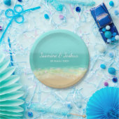 Blaues Wasser des Aqua/gemalte Strandküste Pappteller (Party)