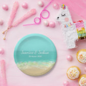 Blaues Wasser des Aqua/gemalte Strandküste Pappteller (Party)