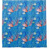 Blaues Wasser, Fisch und Korallen Duschvorhang (Vorderseite)