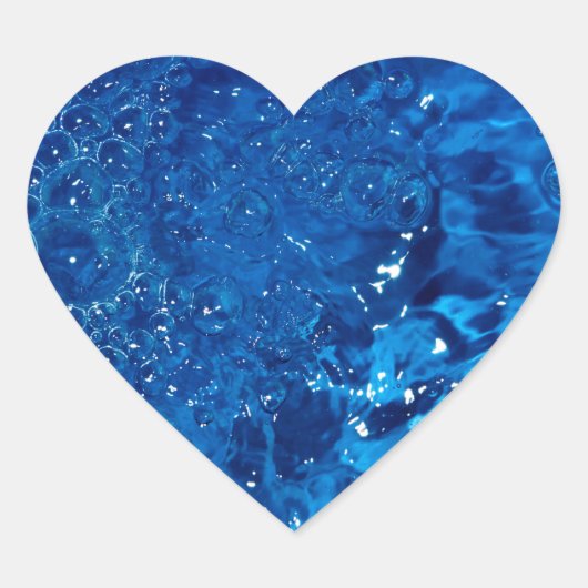 Blaues Wasser Herz-Aufkleber (Vorderseite)