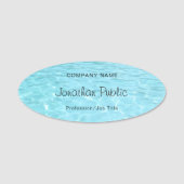 Blaues Wasser Kalligraphisches Skript Moderne Vorl Namensschild (Vorderseite)