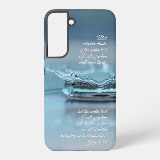 Blaues Wasser Leben nie Durst Bibelvers John Samsung Galaxy Hülle