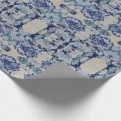 Blaues Wasser-Lilien-Muster Geschenkpapier (Ecke)