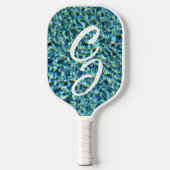 Blaues Wasser mit Initialen und Namen Pickleball Schläger (Vorderseite)
