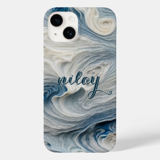 Blaues Wasser Mit Monogramm Case-Mate iPhone Hülle (Rückseite)