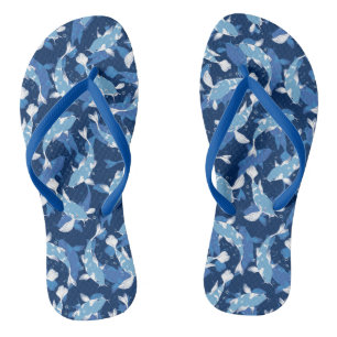 Blaues Wasser Muster - Koi Fische Badesandalen