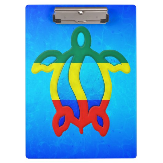Blaues Wasser Rasta Honu Klemmbrett (Vorderseite)