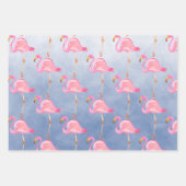 Blaues Wasser Rosa Flamingos Geschenkpapier Set (Vorderseite 2)