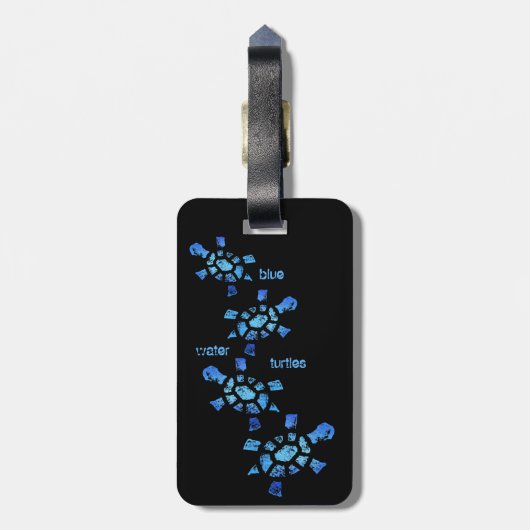 Blaues Wasser-Schildkröten Gepäckanhänger (Rückseite vertikal)