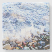 Blaues Wasser schweben Steinuntersetzer (Vorderseite)