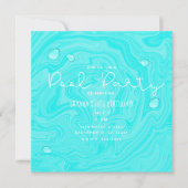 Blaues Wasser tropft Sommerschwimmbad Geburtstagsp Einladung (Vorderseite)