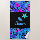 Blaues Wasser tropisch-hawaiianisch Strandtuch (Vorderseite)