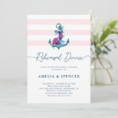 Blaues Wasserbad Ankerfarben Probe Abendessen Einladung (Stehend Vorderseite)