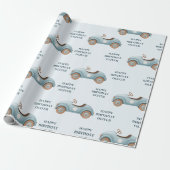 Blaues Wasserfahrzeug | Happy Birthday Geschenkpapier (Ungerollt)