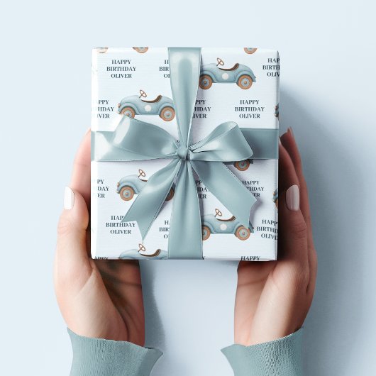 Blaues Wasserfahrzeug | Happy Birthday Geschenkpapier