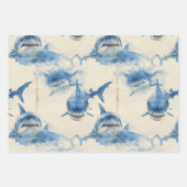 Blaues Wasserfarbdesign Geschenkpapier Set (Vorderseite 3)