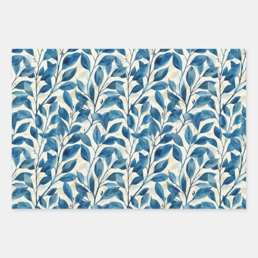 Blaues Wasserfarbdesign Geschenkpapier Set (Vorderseite 2)