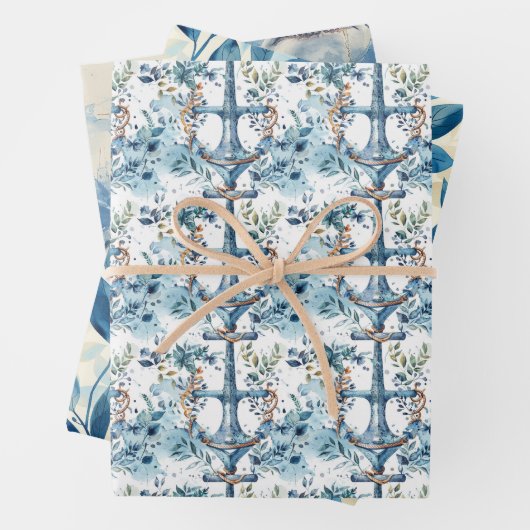 Blaues Wasserfarbdesign Geschenkpapier Set (Beispiel)