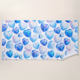 "Blaues Wasserfarbe-Herz-Strandtuch" Strandtuch