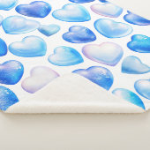 Blaues Wasserfarben-Herz-Sherpa-Blanket (Mittel) Sherpadecke (3/4)