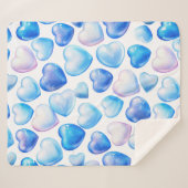 Blaues Wasserfarben-Herz-Sherpa-Blanket (Mittel) Sherpadecke (Vorderseite (Horizontal))