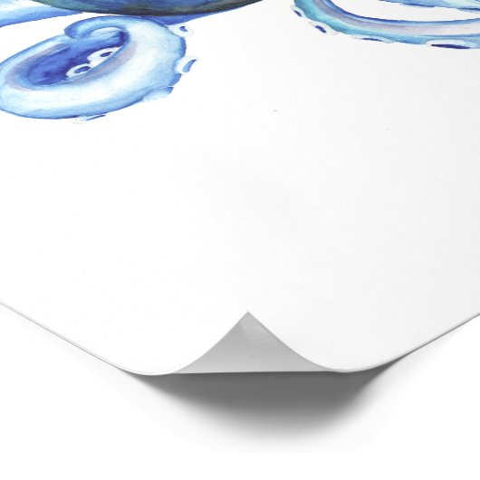 Blaues Wasserfarben-Octopus-Poster Poster (Ecke)