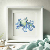 Blaues Wasserfarben-Octopus-Poster Poster