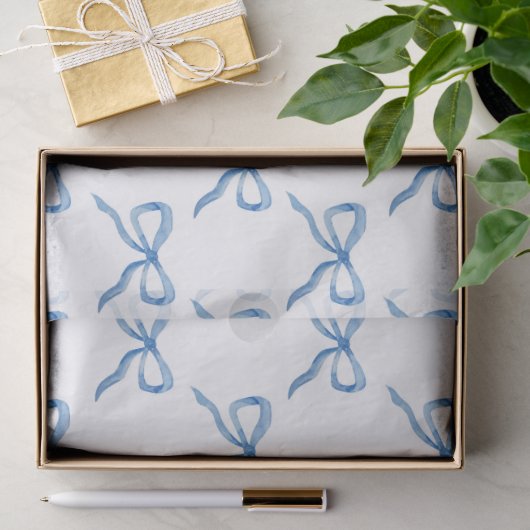 Blaues Wasserfarben-Schleifenmuster Seidenpapier (Geschenk)