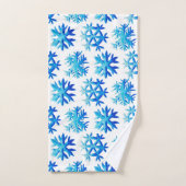 Blaues Wasserfarben-Schneeflockenmuster Badhandtuch Set (Handtuch)