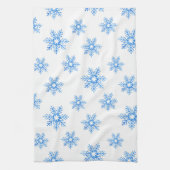 Blaues Wasserfarben-Schneeflockenmuster Geschirrtuch (Vertikal)