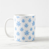 Blaues Wasserfarben-Schneeflockenmuster Kaffeetasse (Links)