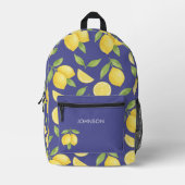 Blaues Wasserfarben-Zitronenmuster Bedruckter Rucksack (Vorderseite)