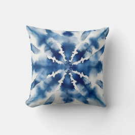Blaues Wasserfarbenburgenmuster Kissen