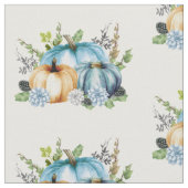 Blaues Wasserfarbenkürbis-Muster Stoff (Nahaufnahme)