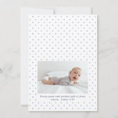 Blaues Wasserfarbkreuz in Kalligrafie Taufinvit Einladung (Rückseite)