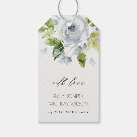 BLAUES WASSERFARBMONOGRAMM GESCHENKANHÄNGER (Vorderseite)