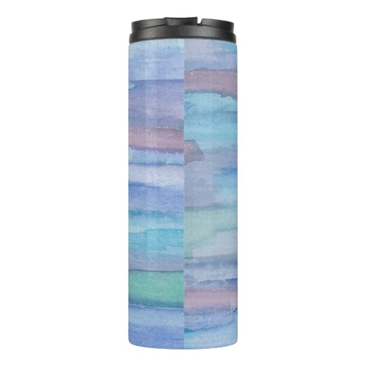 Blaues Wasserfarbmuster Thermosbecher (Rückseite)