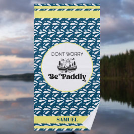 Blaues Wassermuster Streifen Retro Kanu Otter Name Strandtuch