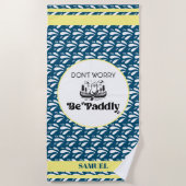 Blaues Wassermuster Streifen Retro Kanu Otter Name Strandtuch (Vorderseite)