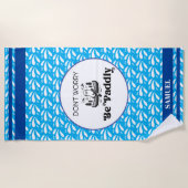 Blaues Wassermuster Streifen Retro Kanu Otter Name Strandtuch (Vorderseite)