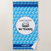 Blaues Wassermuster Streifen Retro Kanu Otter Name Strandtuch (Vorderseite)