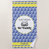 Blaues Wassermuster Streifen Retro Kanu Otter Name Strandtuch (Vorderseite)