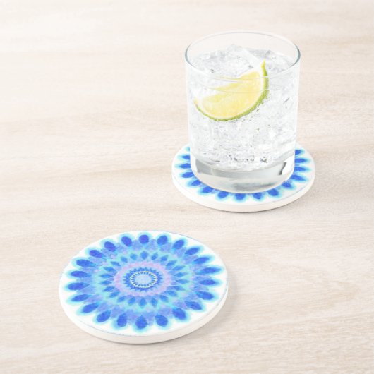 Blaues Wasserrad Getränkeuntersetzer (Seite)